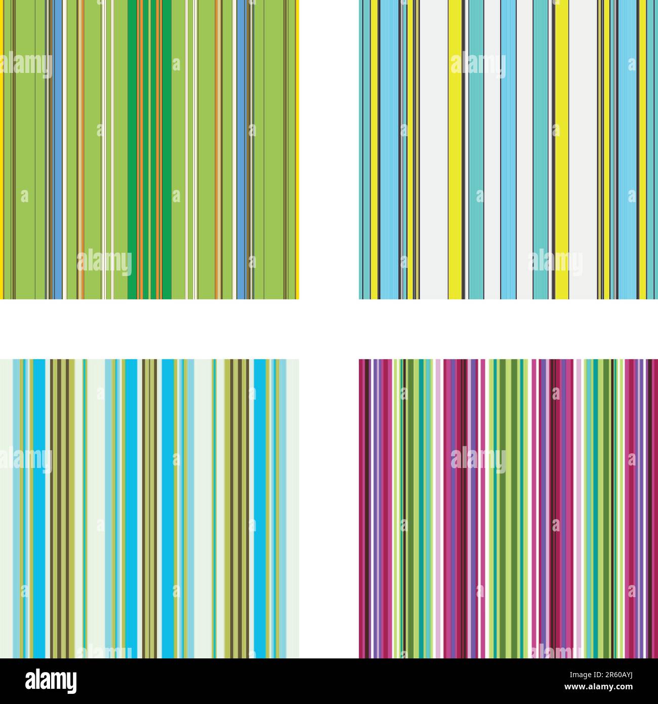 Quattro motivi a strisce vettoriali retrò (senza cuciture) in colori brillanti Illustrazione Vettoriale