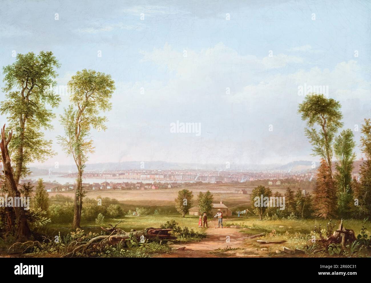 Robert S Duncanson, Cincinnati di Covington, Kentucky, pittura di paesaggio in olio su tela, 1851 Foto Stock