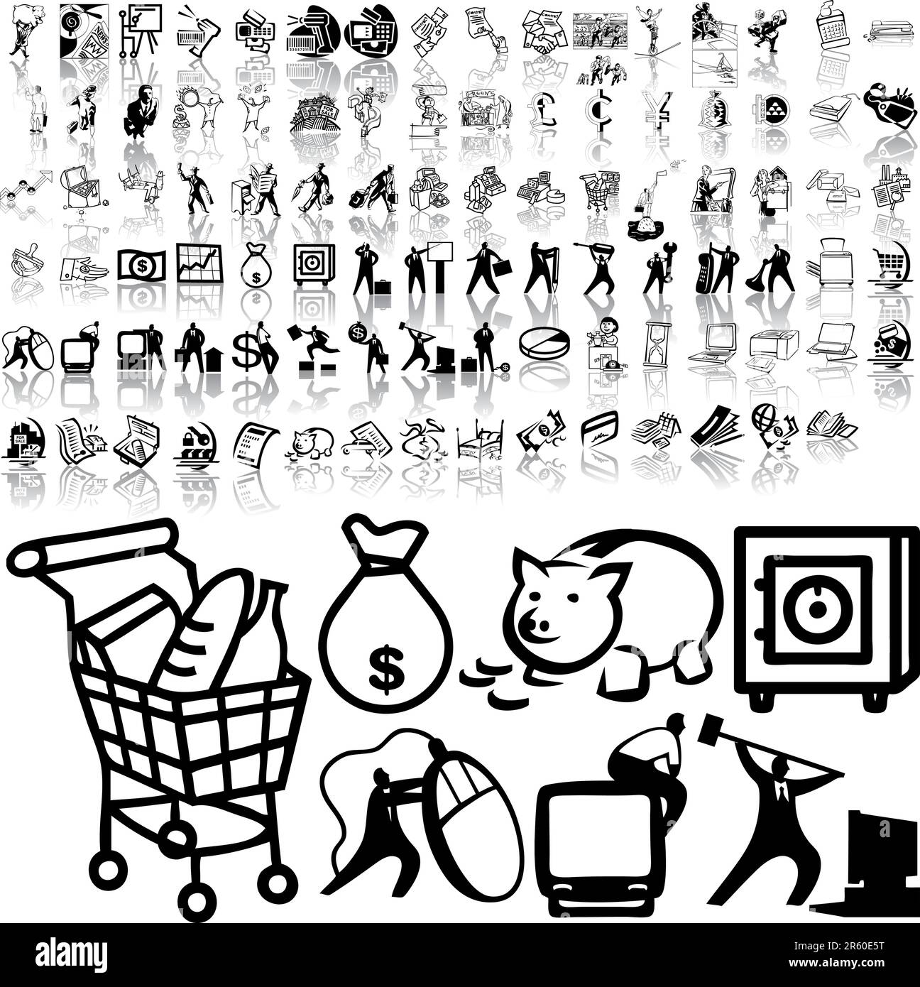 Serie commerciale di schizzi neri. Parte 4. Gruppi e livelli isolati. Illustrazione Vettoriale