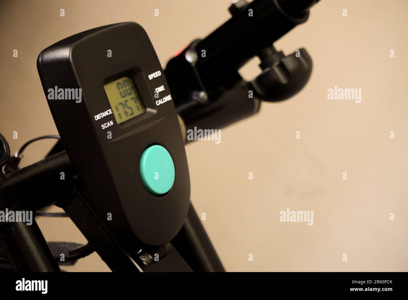 Vista ravvicinata della bicicletta ellittica a casa Foto Stock