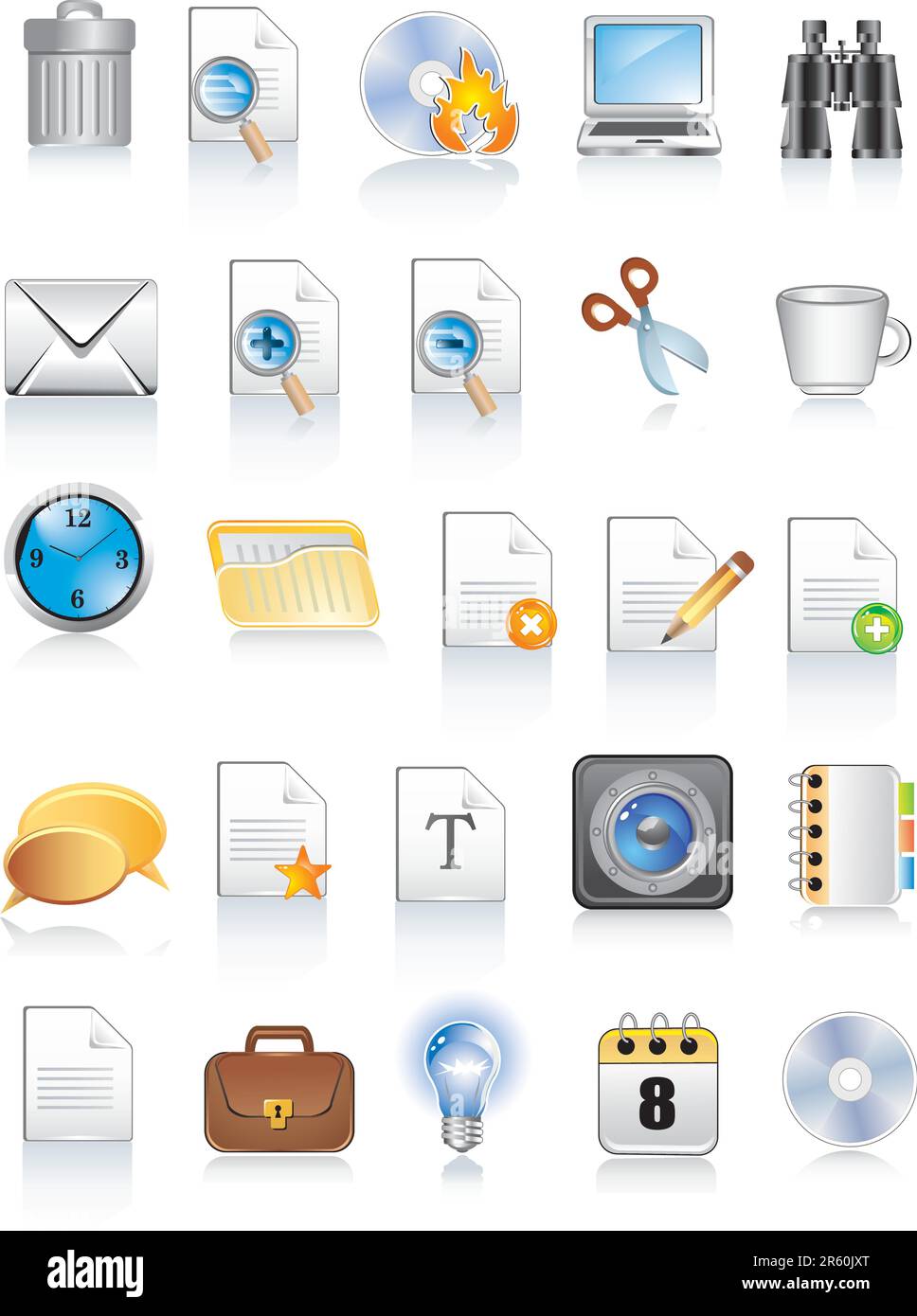 icone documento e ufficio Illustrazione Vettoriale