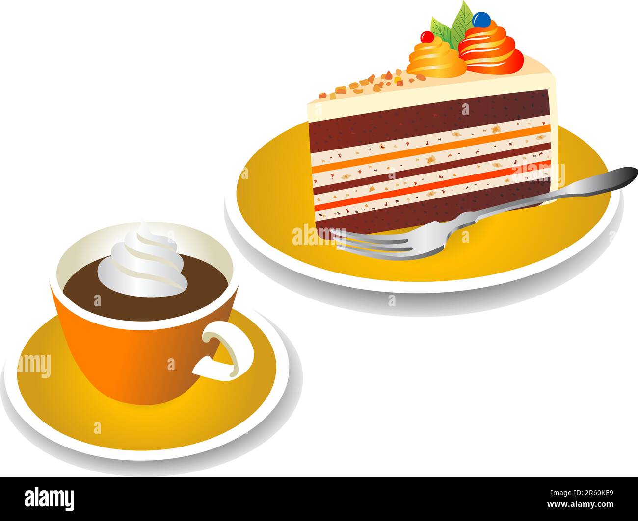 Tazza di caffè e fetta di torta Illustrazione Vettoriale