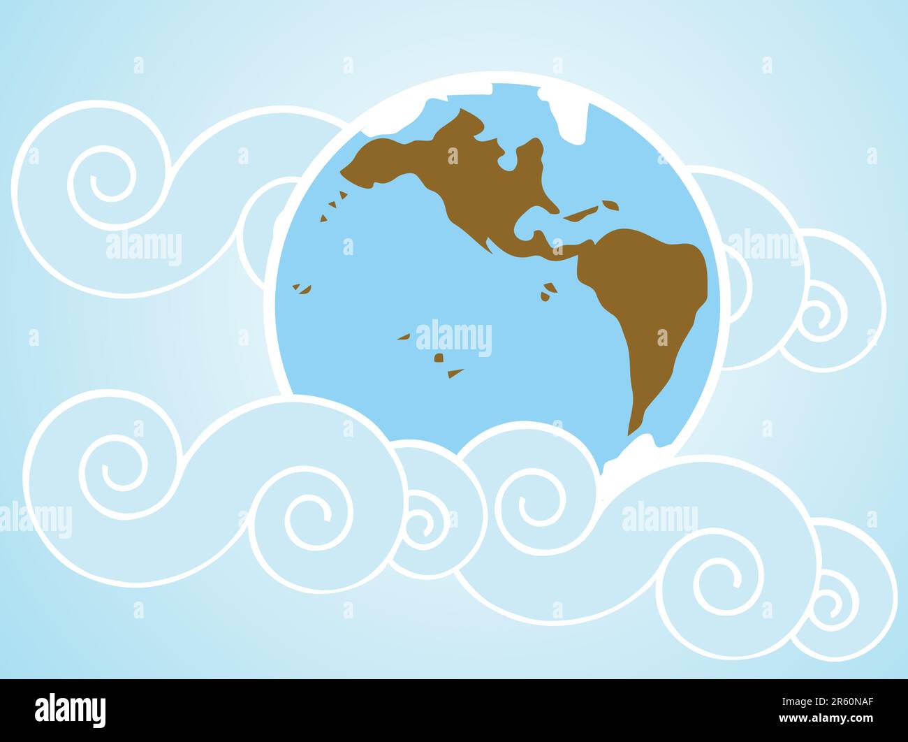 Terra Blu sfondo con stile asiatico nuvole. Illustrazione Vettoriale