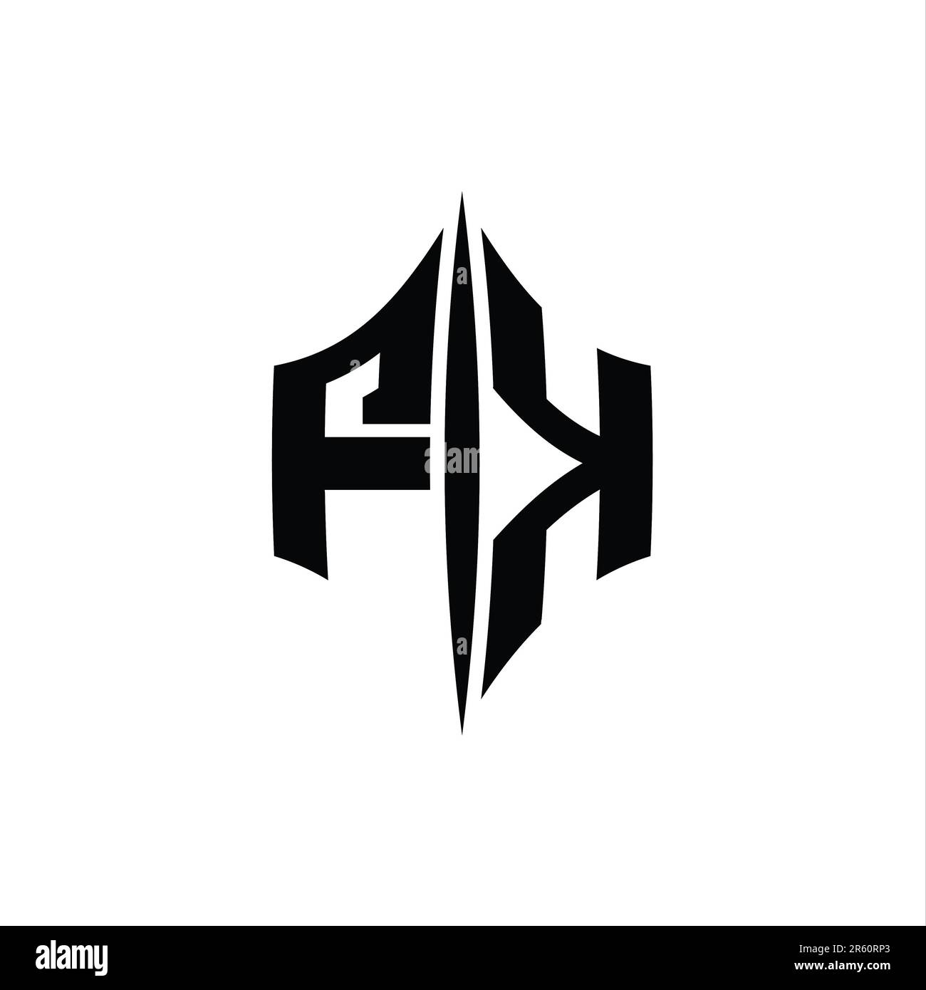 FK Letter Logo monogramma esagonale a forma di diamante con modello di design a piercing Foto Stock