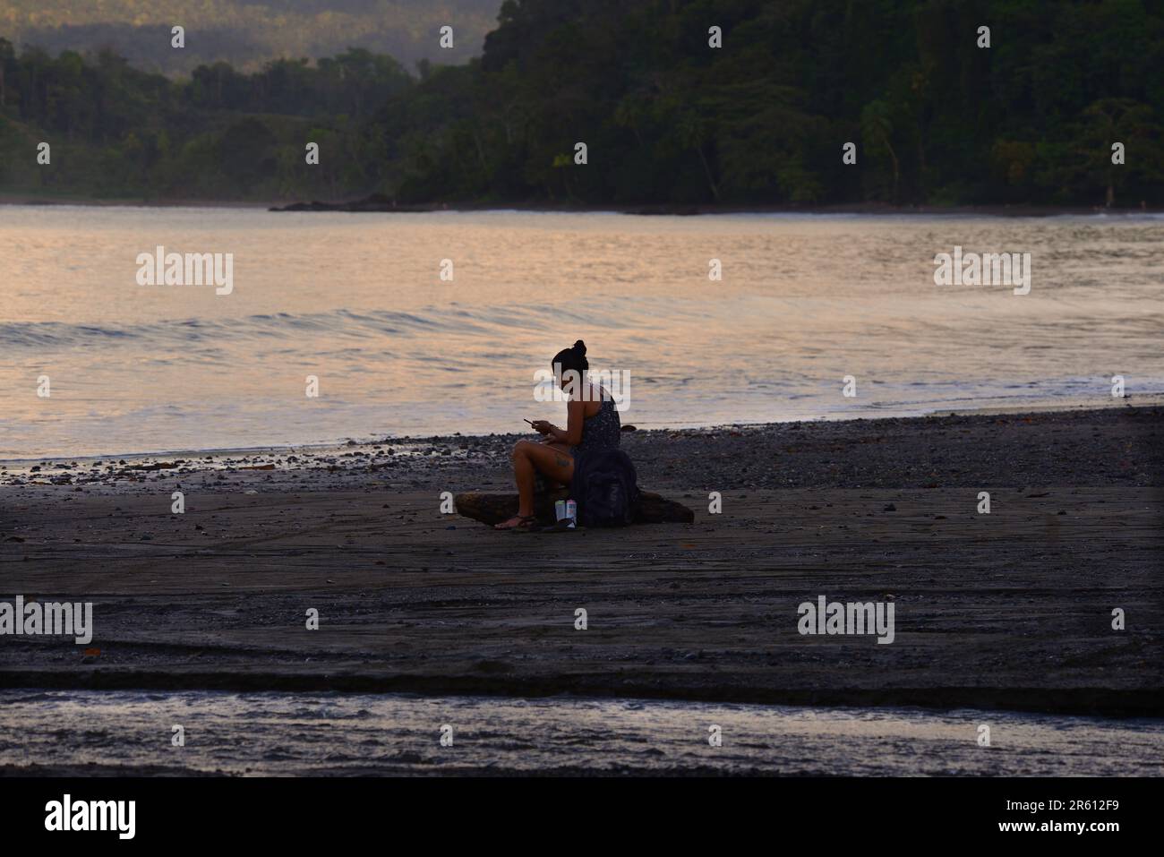 Drake's Beach, ingresso al Parco Nazionale di Corcovado, Penisola di Osa, Costa Rica. Foto Stock