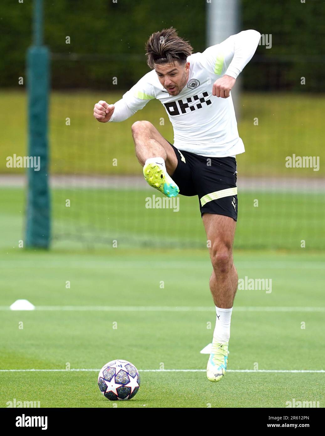 Jack Grealish di Manchester City durante una sessione di allenamento alla City Football Academy di Manchester. Manchester City giocherà all'Inter Milan nella finale di UEFA Champions League sabato 10th giugno. Data immagine: Martedì 6 giugno 2023. Foto Stock