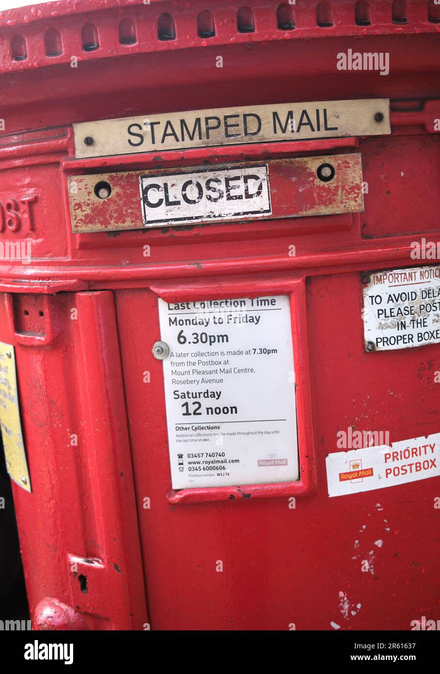 Royal Mail Post Box - chiuso Foto Stock
