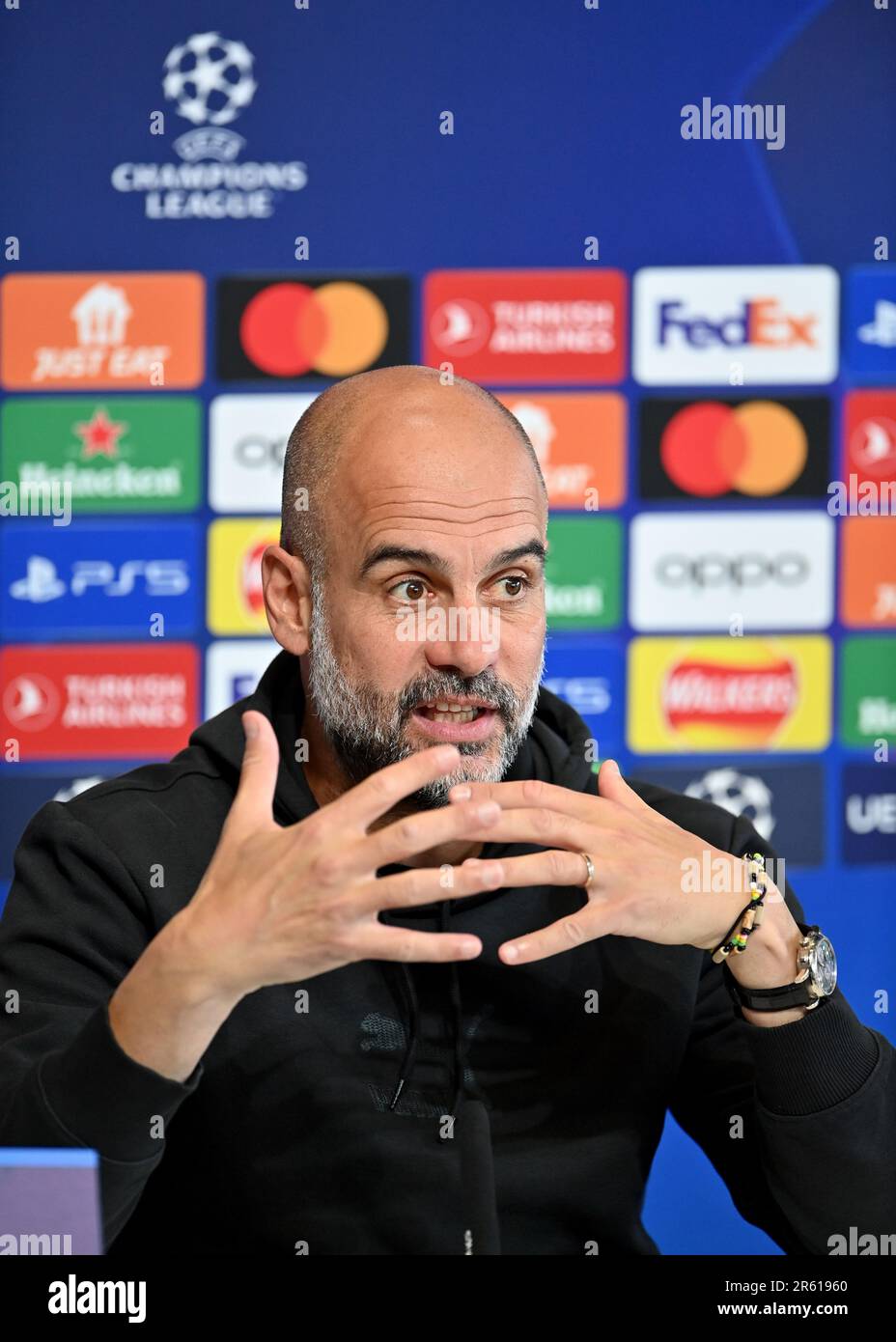 Josep Guardiola responsabile della conferenza stampa della città di Manchester alla City Football Academy di Manchester. Data foto: 6th giugno 2023. Il credito dell'immagine dovrebbe essere: Gary Oakley/Sportimage Credit: Sportimage Ltd/Alamy Live News Foto Stock