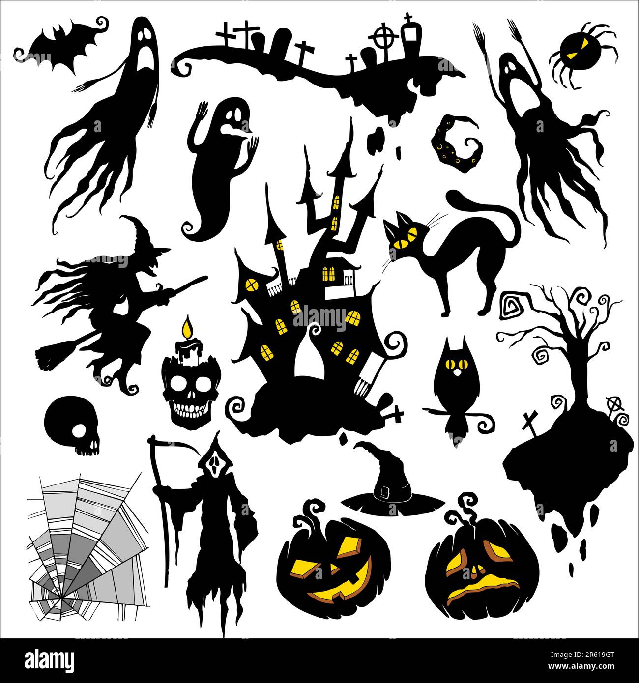 serie di illustrazioni vettoriali. tema spaventoso di halloween Illustrazione Vettoriale