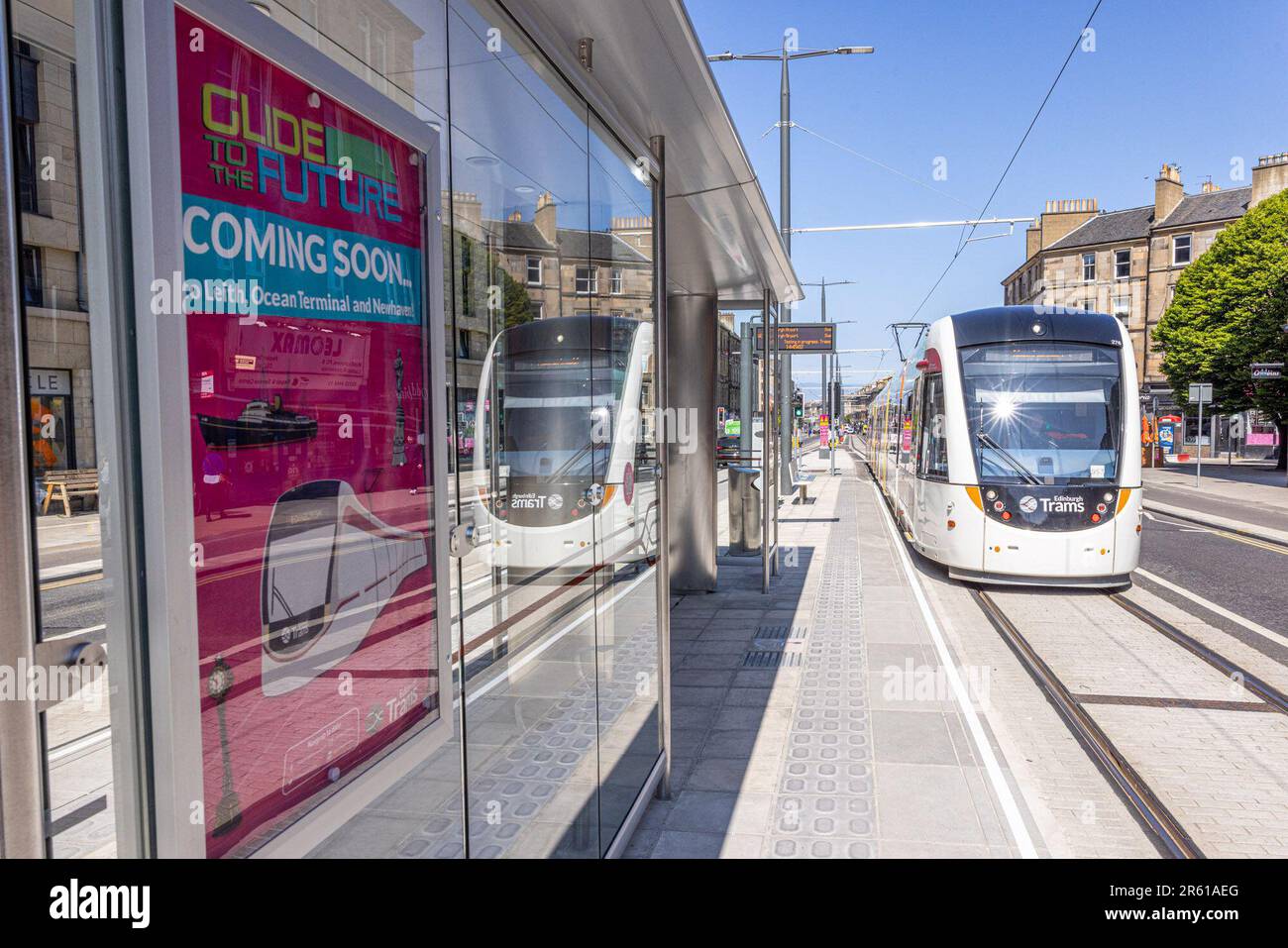 Edimburgo, Regno Unito. 06 giugno, 2023 nella foto: La controversa estensione del sistema dei tram di Edimburgo si apre il 7 giugno 2023. Credit: Notizie dal vivo su Rich Dyson/Alamy Foto Stock