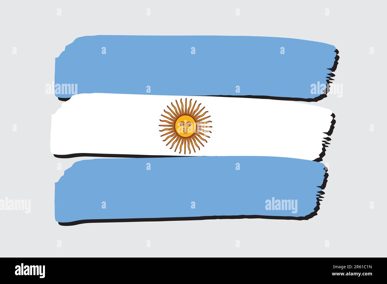 Bandiera Argentina con linee colorate disegnate a mano in formato vettoriale Illustrazione Vettoriale