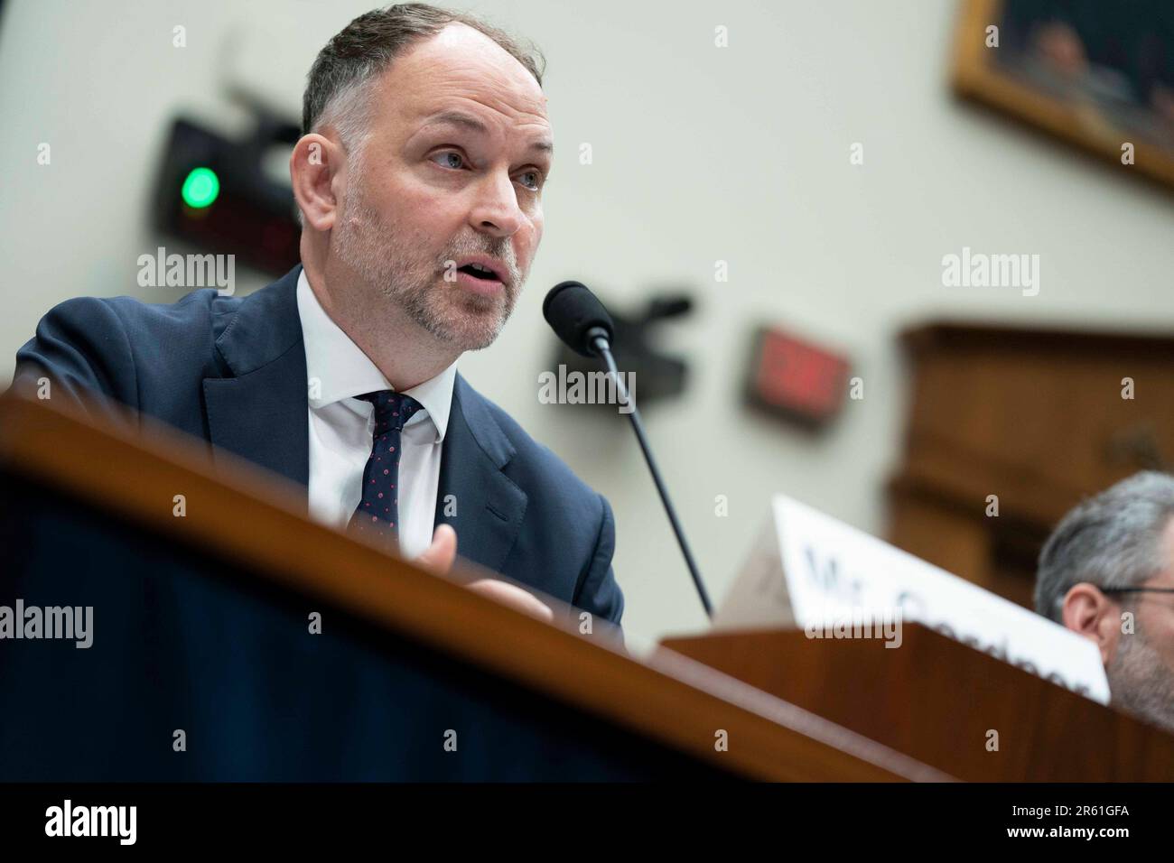 Washington, Stati Uniti. 06th giugno, 2023. Stephen Gardner, Chief Executive Officer della Amtrak, parla durante un'audizione della House Committee on Transportation and Infrastructure SubCommittee sulle ferrovie, i gasdotti e i materiali pericolosi negli Stati Uniti Campidoglio a Washington, DC martedì 6 giugno 2023. Foto di Bonnie Cash/UPI Credit: UPI/Alamy Live News Foto Stock