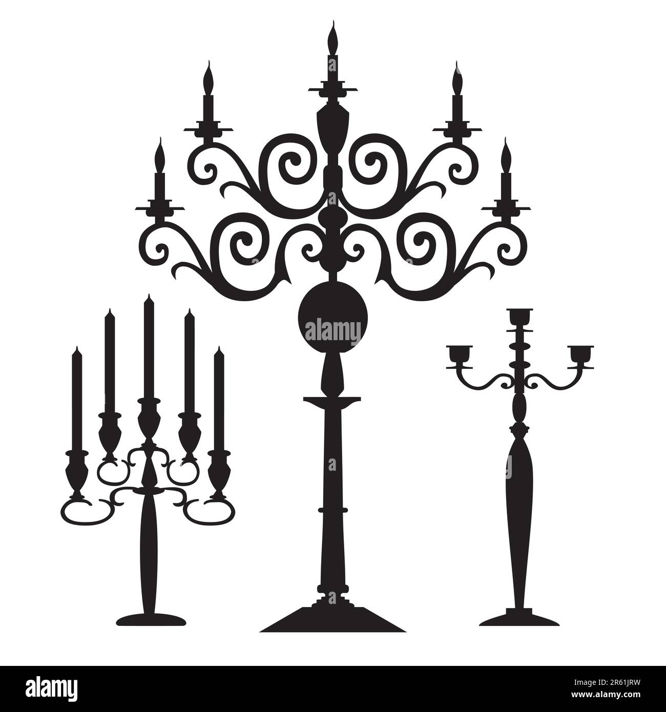 Set vettoriale Candelabra, grafica vettoriale completamente scalabile incluso EPS v8 e 300 dpi JPG. Illustrazione Vettoriale