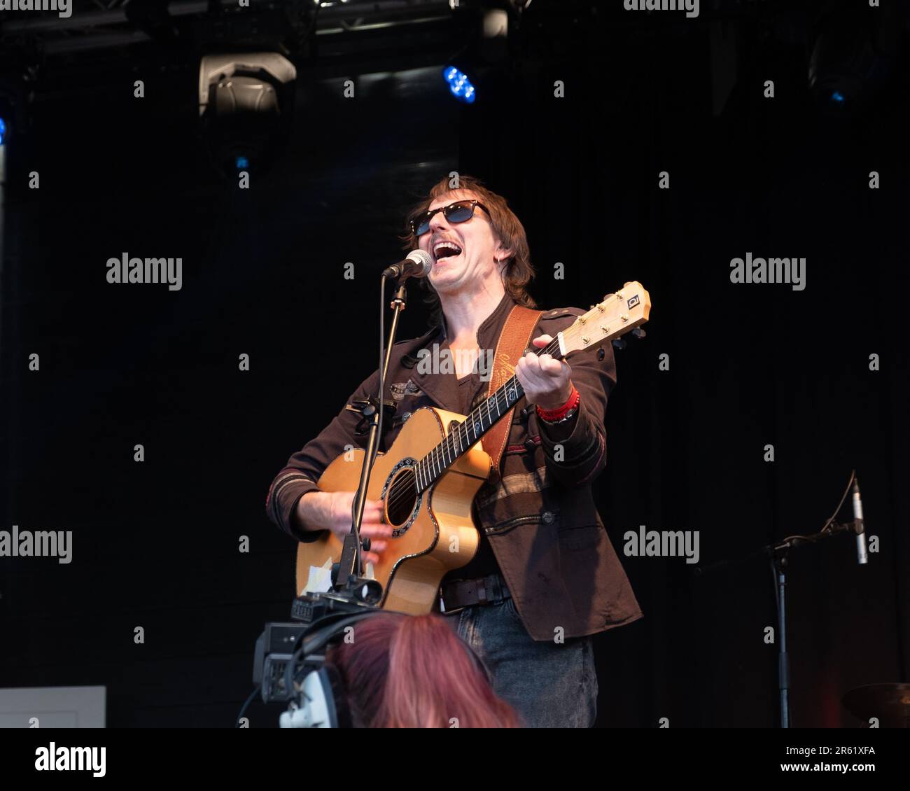 I The Roving Crows suonano sul Bob Wyatt Stage al Wallingford Bunkfest, 2019. Foto Stock