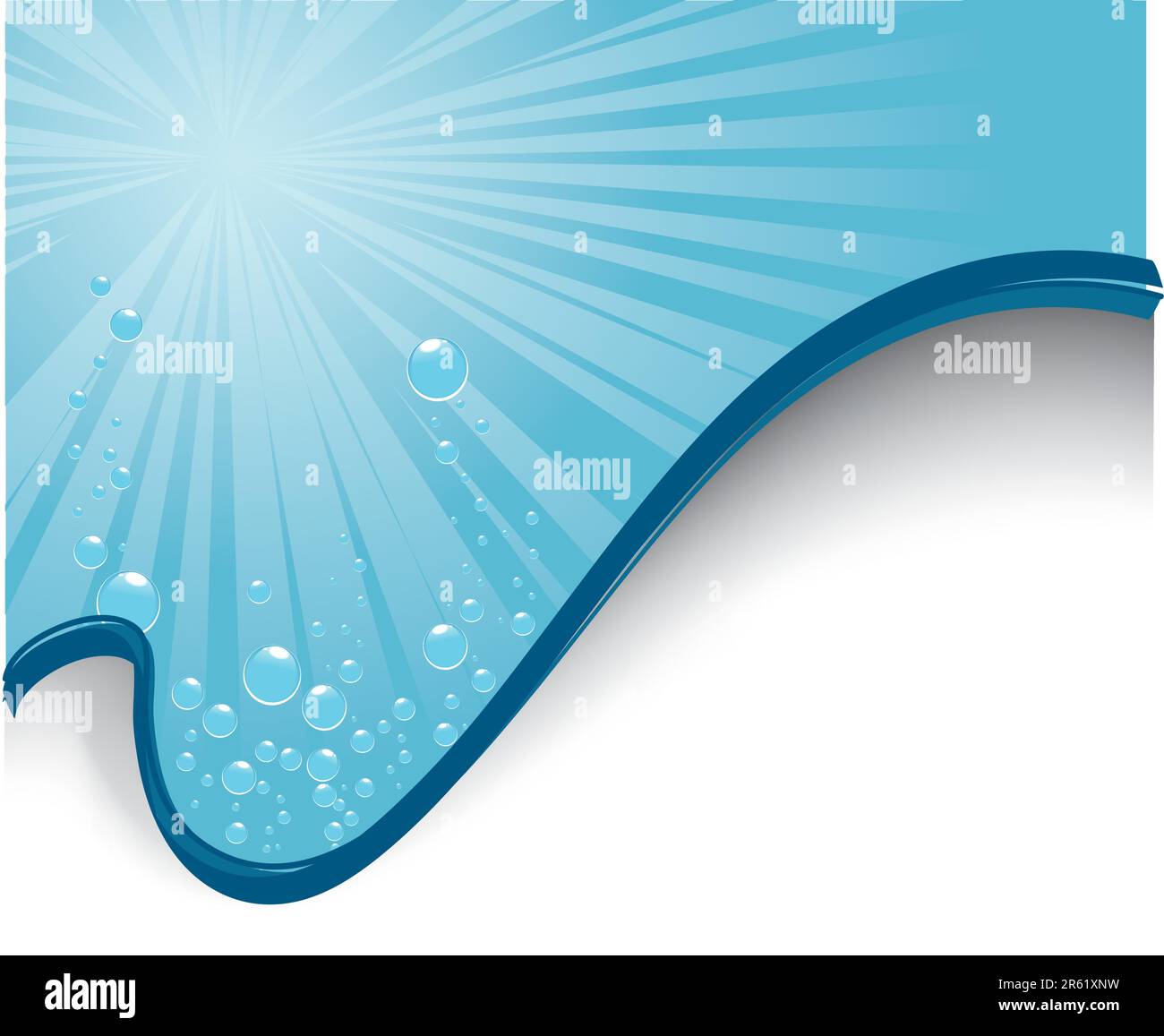 Un layout dell'acqua con bolle e rifrazione del sole Illustrazione Vettoriale