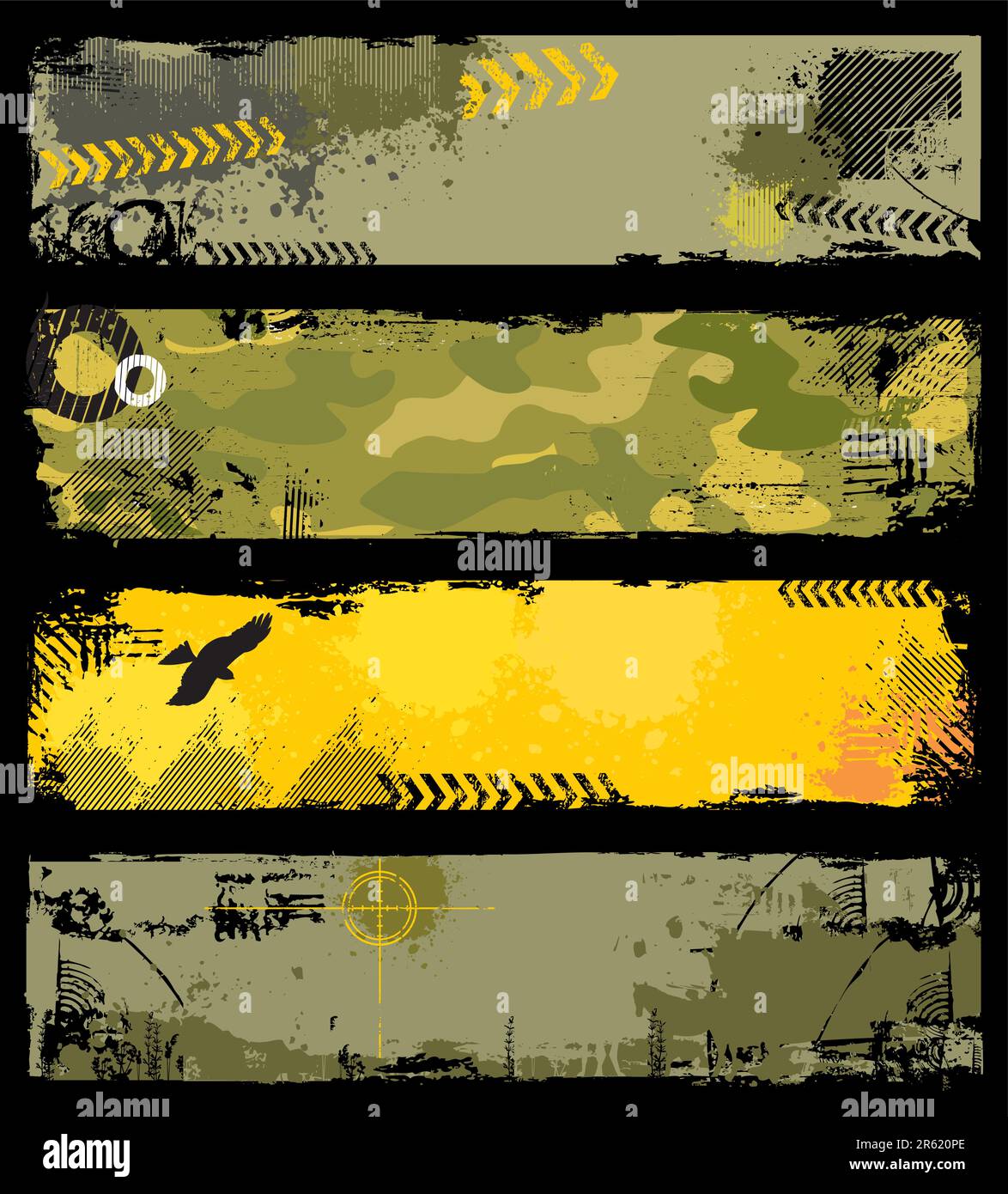 set di 4 striscioni militari Illustrazione Vettoriale