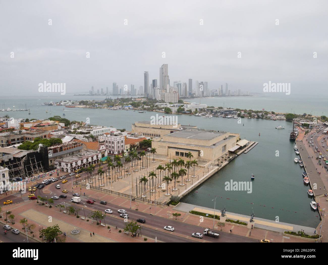 Porto di Cartagena e Bocagrande Foto Stock