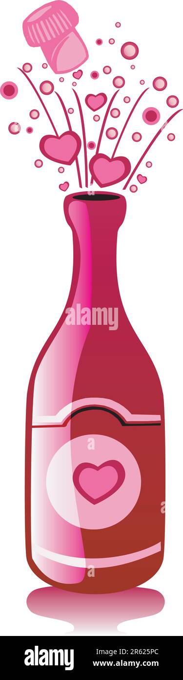 Vector pozione d'amore, Champagne per il giorno di San Valentino o l'amore. Illustrazione Vettoriale