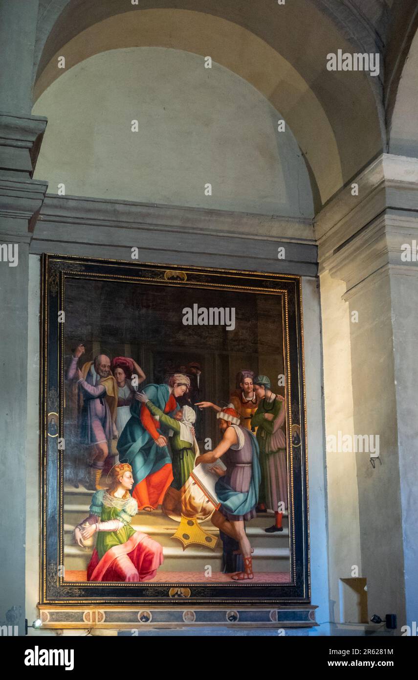 Interni Badia delle Sante Flora e Lucilla, Azrezzo Foto Stock