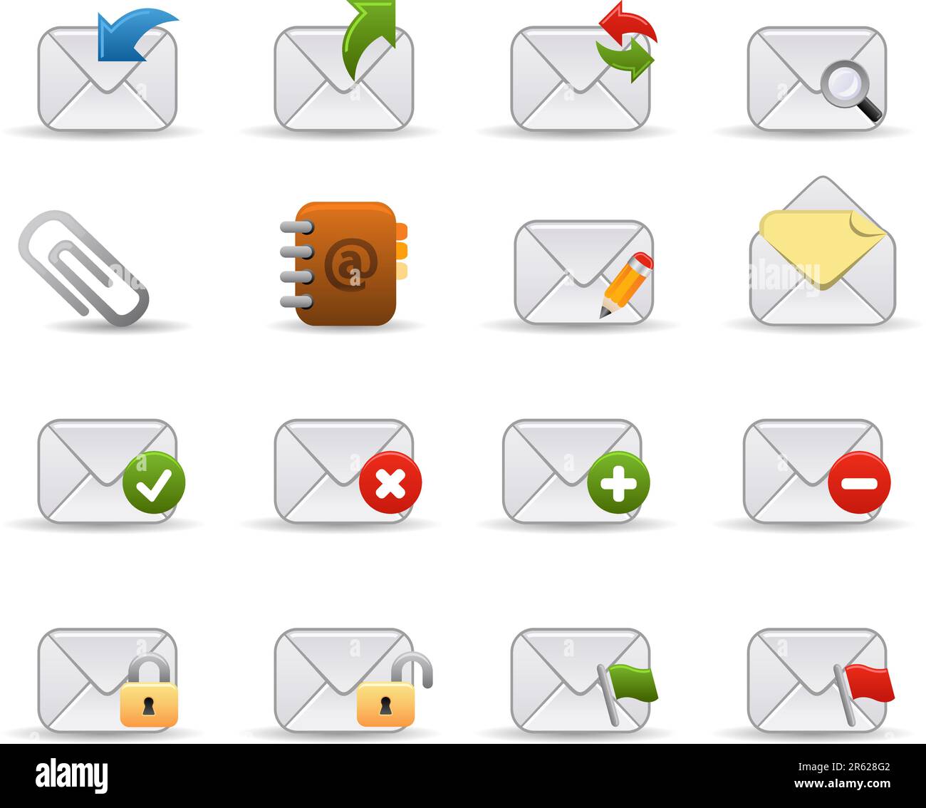 Serie Smooth: Una raccolta di icone Web colorate per la tua pagina Web! Icone relative alla posta elettronica. Illustrazione Vettoriale