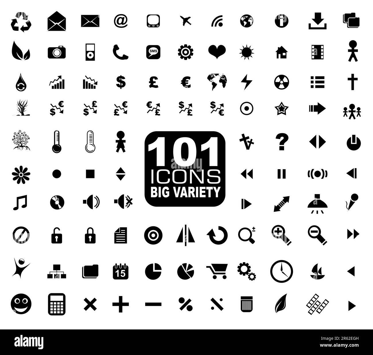 Set di 101 icone - generale. Internet, Mulstimedia, Financial e altro ancora Illustrazione Vettoriale