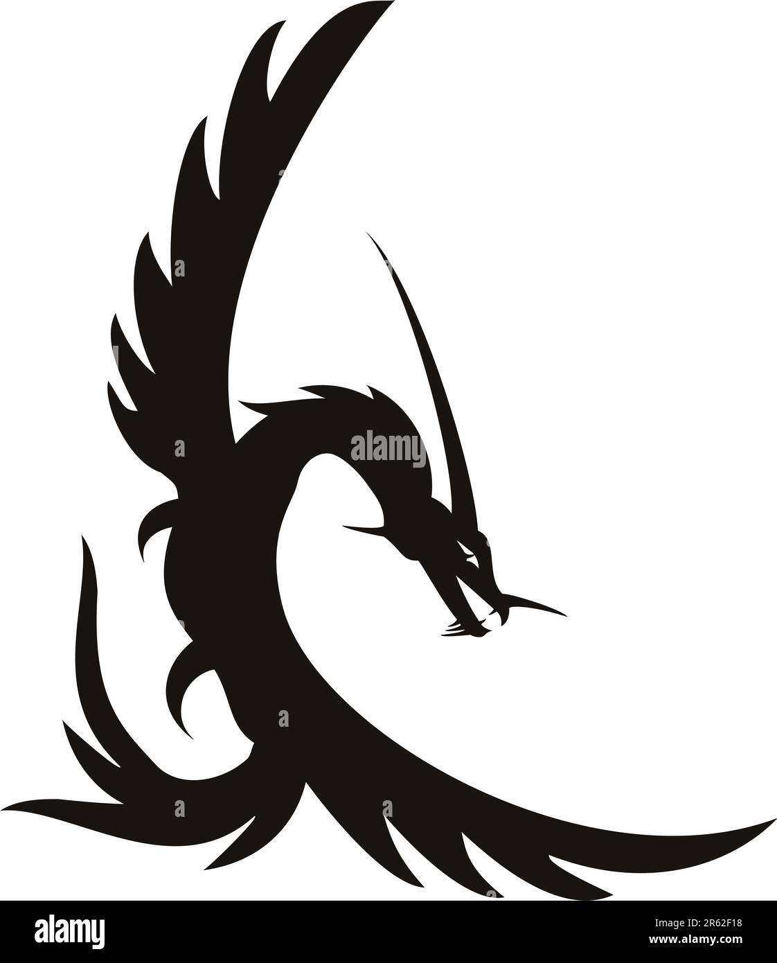 illustrazione di un tatuaggio vettoriale di drago nero Illustrazione Vettoriale