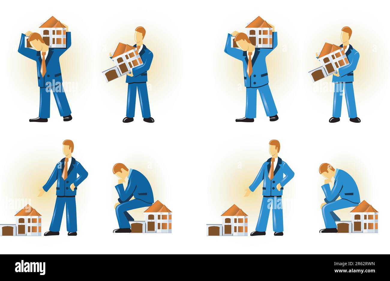Uomo Holding House (che prende il prestito) Illustrazione Vettoriale