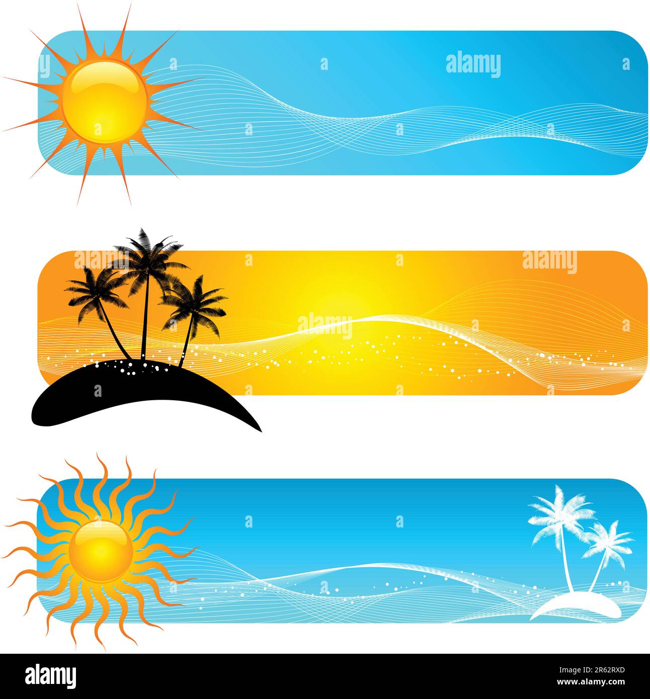 Diversi banner tropicale designs Illustrazione Vettoriale