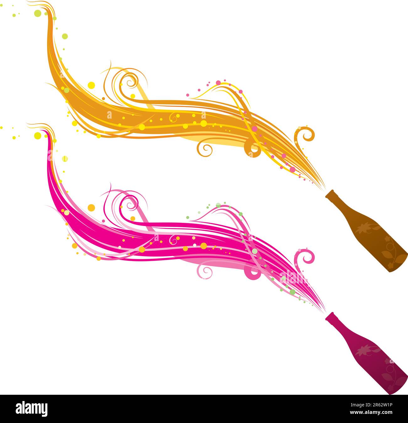 Design a due colori con motivo champagne. Illustrazione Vettoriale