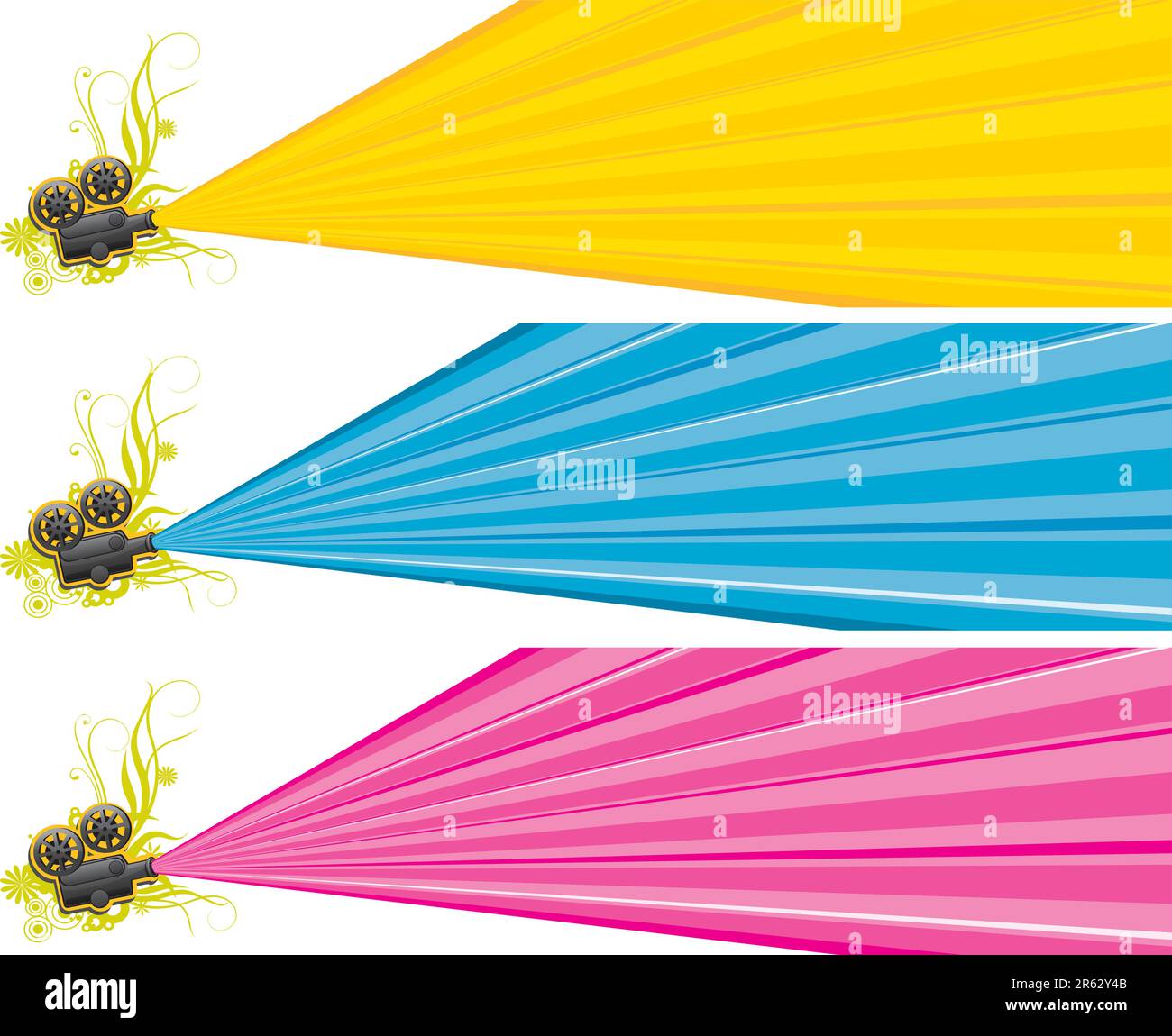 Design della telecamera a tre colori. Illustrazione Vettoriale