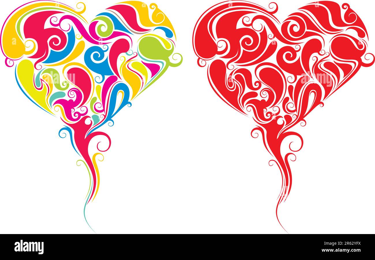 Design a cuore decorato in due colori. Illustrazione Vettoriale