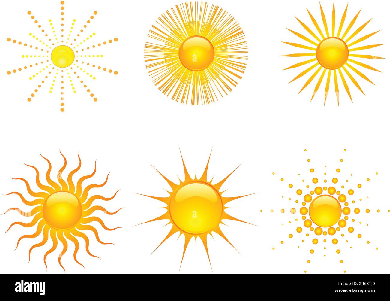 Vari stili di icone di Sun Illustrazione Vettoriale