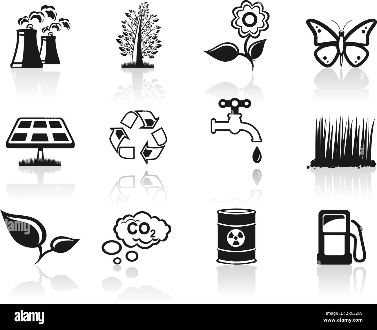 Set di icone ambiente Illustrazione Vettoriale