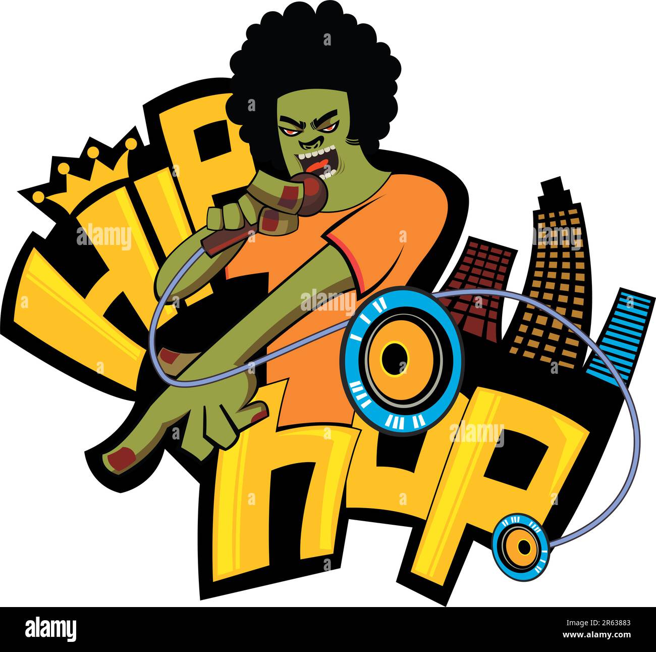 Design del personaggio del cantante funky.illustrazione vettoriale Illustrazione Vettoriale