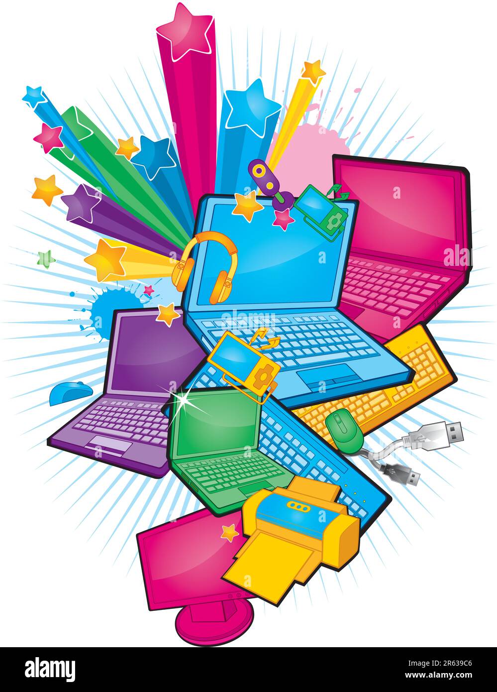 Design di modelli di prodotti elettronici per la moda. Illustrazione Vettoriale