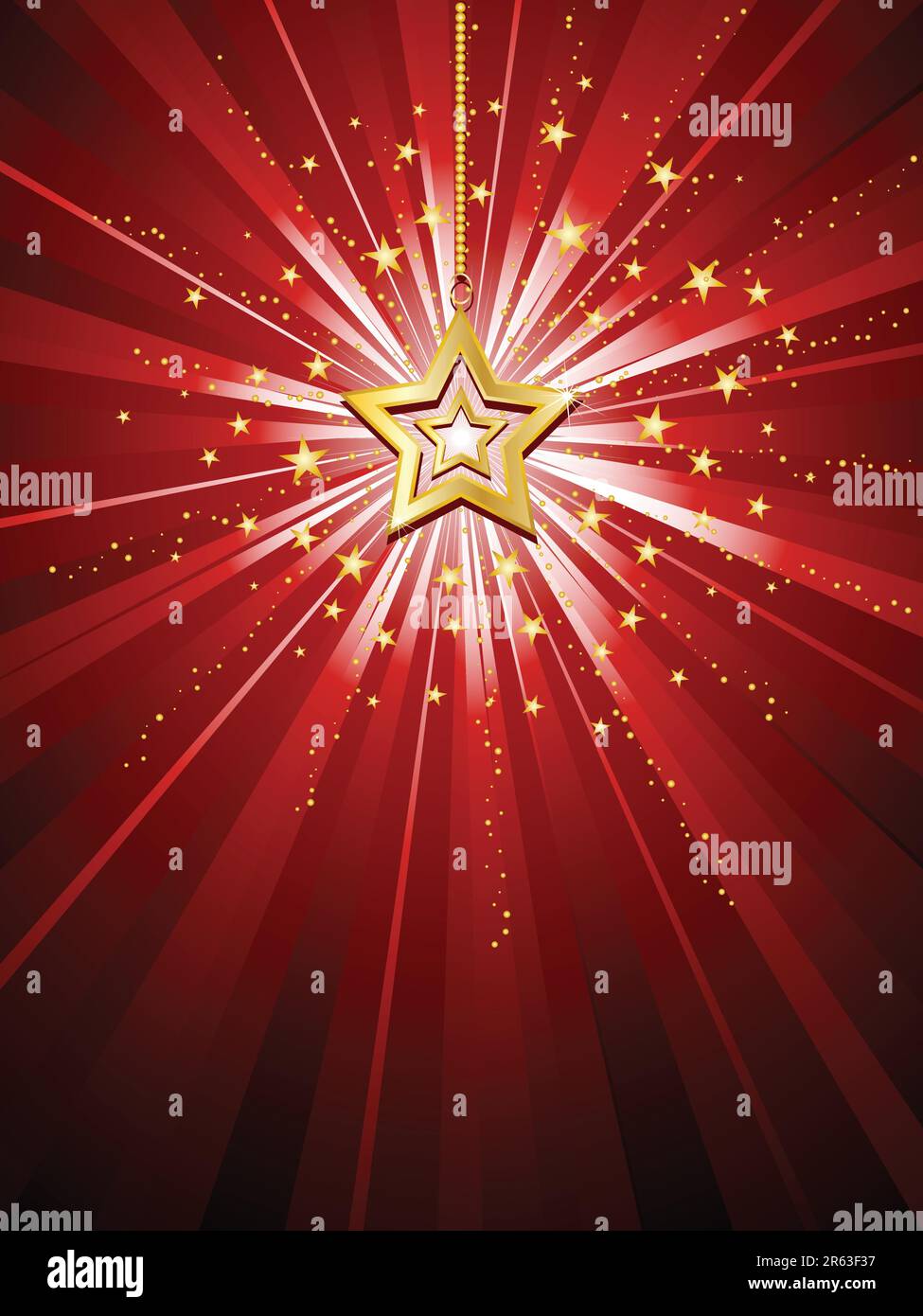 Stella d'oro su sfondo starburst Illustrazione Vettoriale