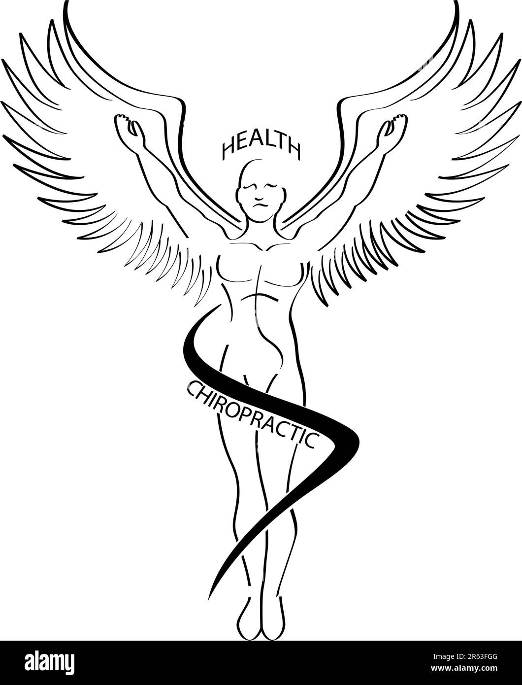 Un pennello immagine di linea di un simbolo di chiropratica. Illustrazione Vettoriale