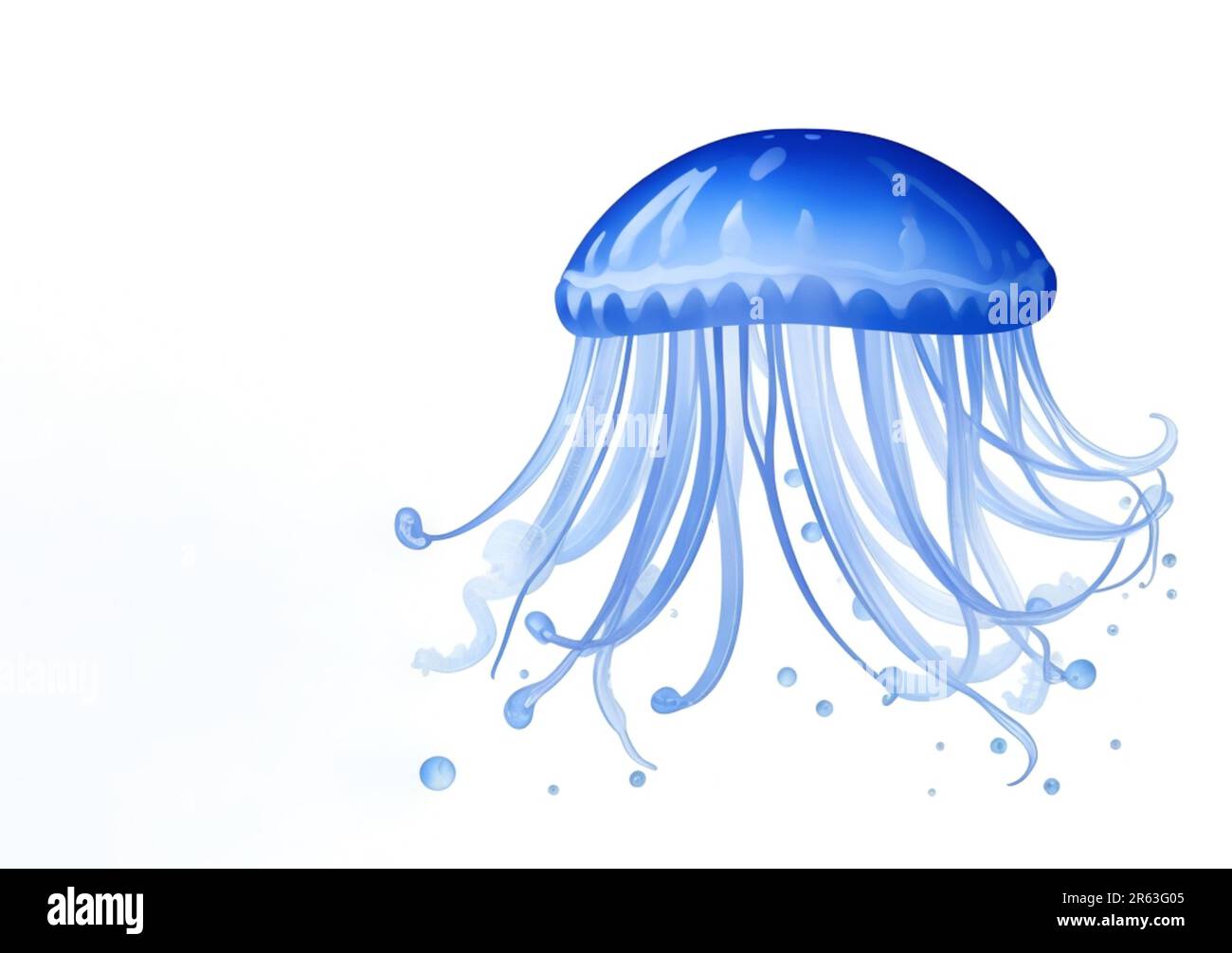 carino meduse stile cartone animato isolato su sfondo bianco Foto Stock