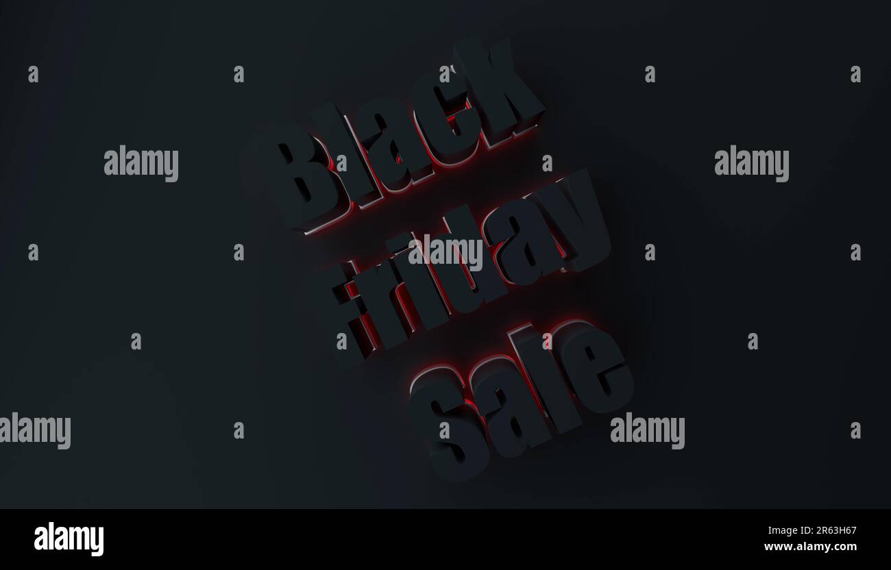 Venerdì nero vendita concetto con neon rosso luce, rendering 3D Foto Stock
