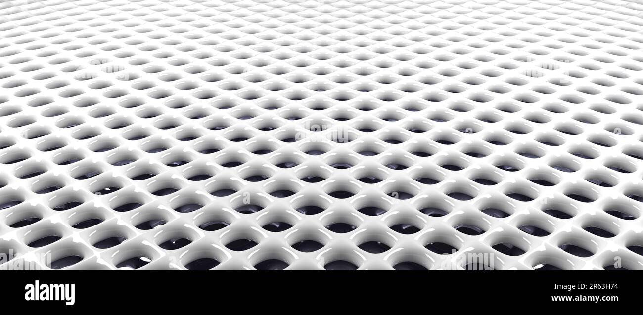 Bianco lucido griglia metallica pattern usando come background moderno, rendering 3D Foto Stock