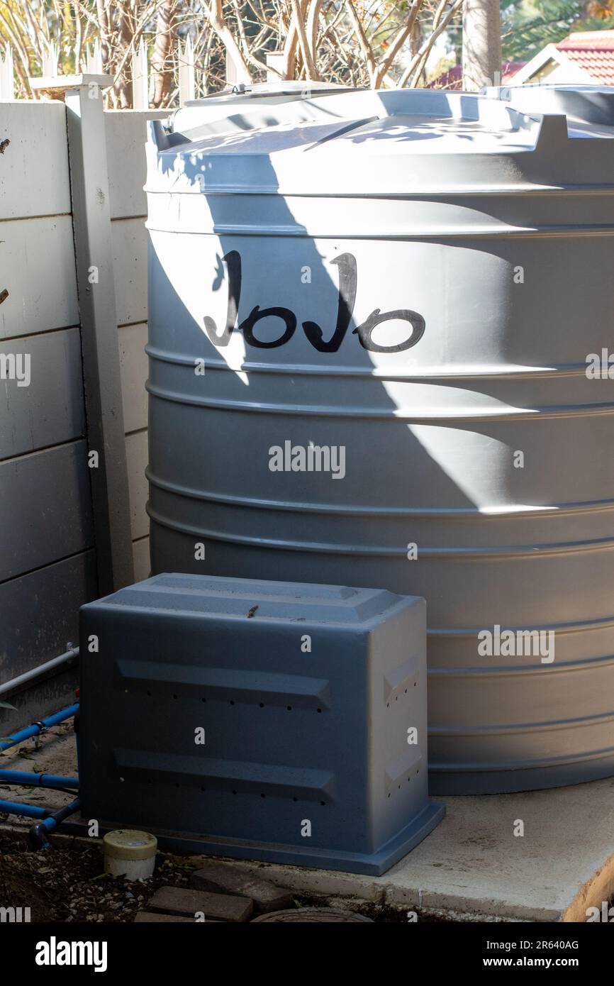 Johannesburg, Sudafrica - serbatoio di accumulo dell'acqua JoJo in una casa privata Foto Stock