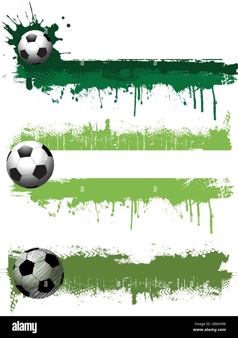 Raccolta di tre stile grunge banner di calcio Illustrazione Vettoriale