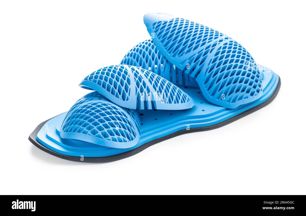 Protezioni blu per moto. Protezioni per gomito e spalle isolate su sfondo bianco. Foto Stock