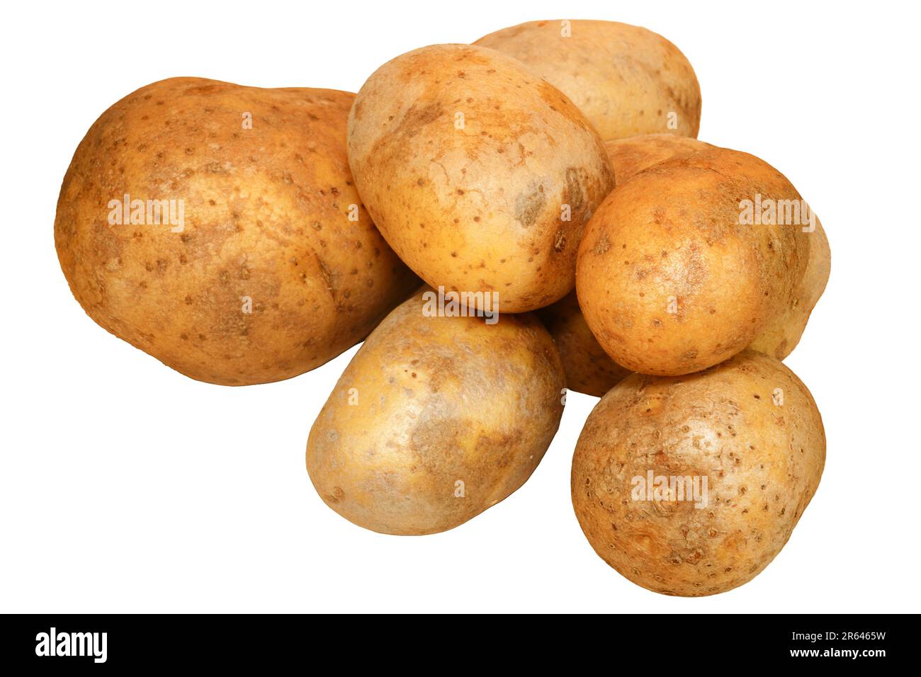 Patate senza sfondo. Gruppo di patate crude. Foto Stock