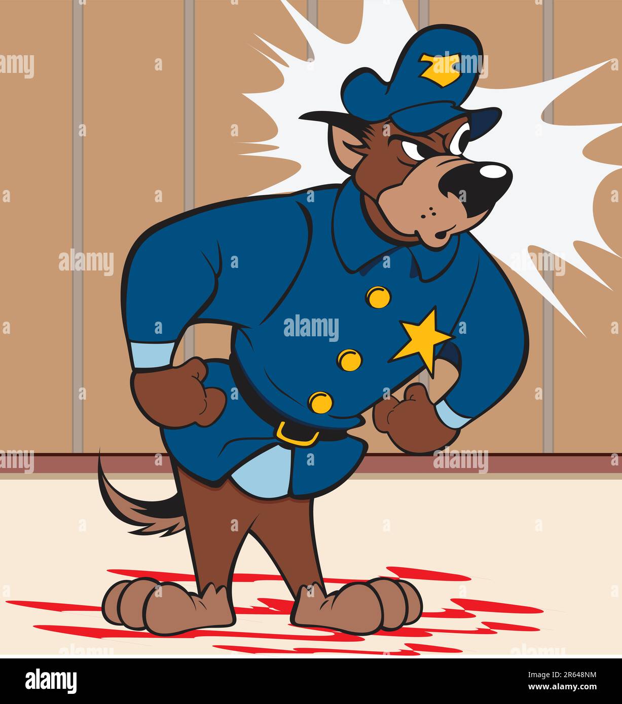 Illustrazione vettoriale di un personaggio di cane della polizia. Disegno eseguito in Adobe Illustrator, salvato come file EPS AI8. Può essere scalato a qualsiasi dimensione senza perdita di q... Illustrazione Vettoriale