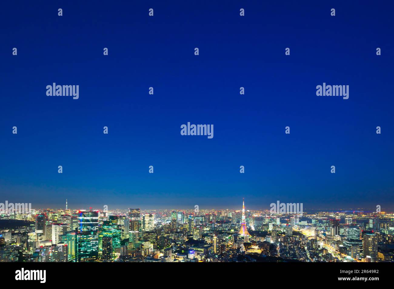 Vista notturna di Tokyo e della Tokyo Tower Foto Stock