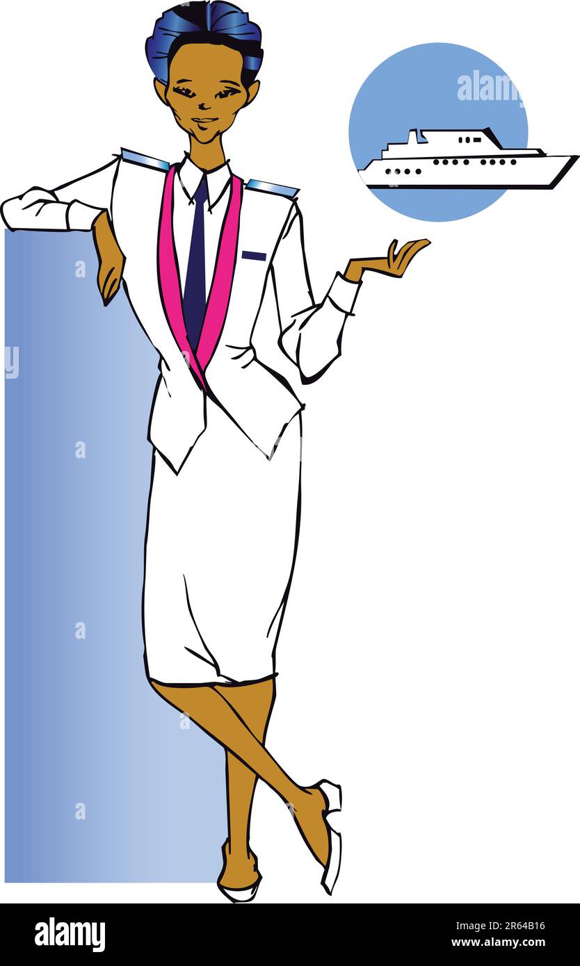 hostess (donna asiatica o ispanica) clipart Illustrazione Vettoriale