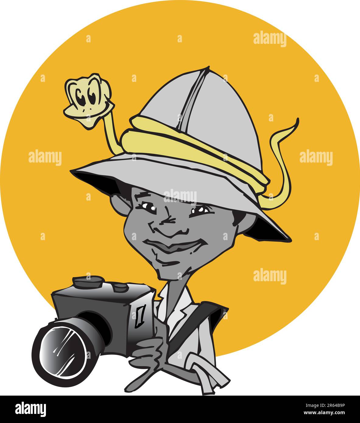 fotografo afro-americano, illustrazione o logo Illustrazione Vettoriale