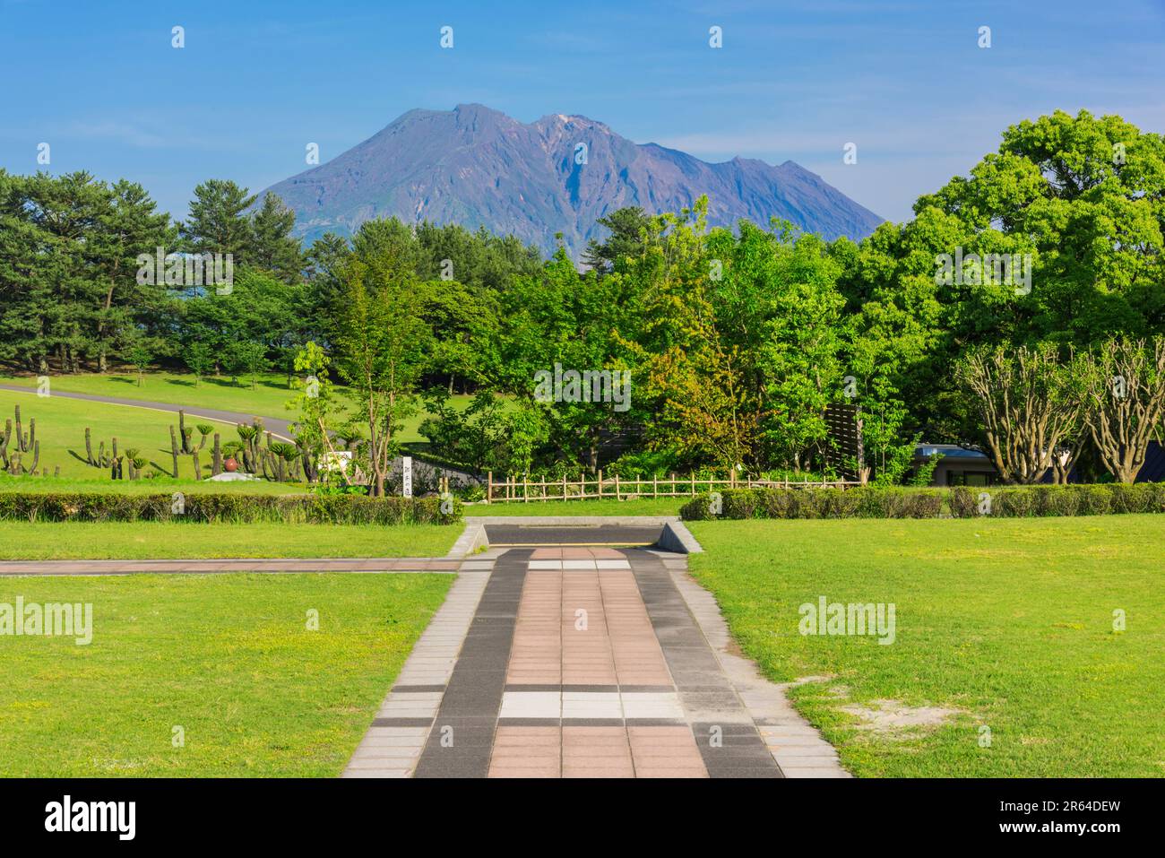 Yoshino Park e Sakurajima Foto Stock