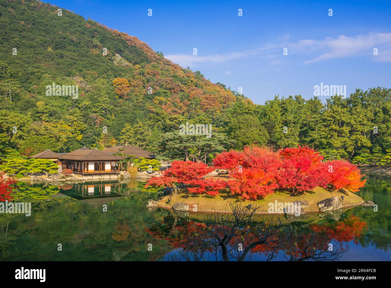 Giardino Ritsurin Foto Stock